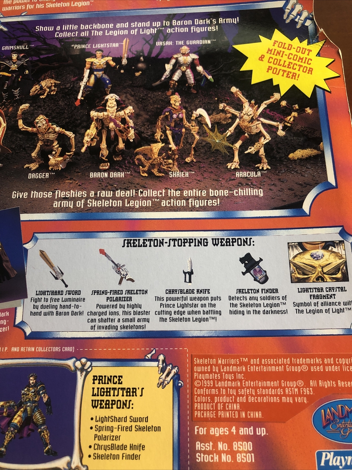 SKELETON WARRIORS PRINCE LIGHTSTAR FIGURE 1994 Rare Green Missile New Sealed