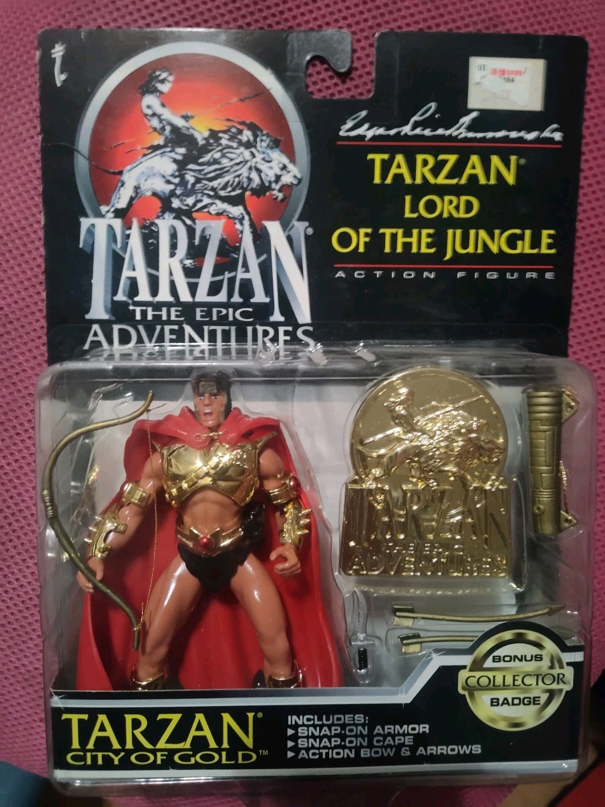 *VTG Tarzan The Epic Adventures, tarzan city of gold, 1995 W/ Collectors Badge!