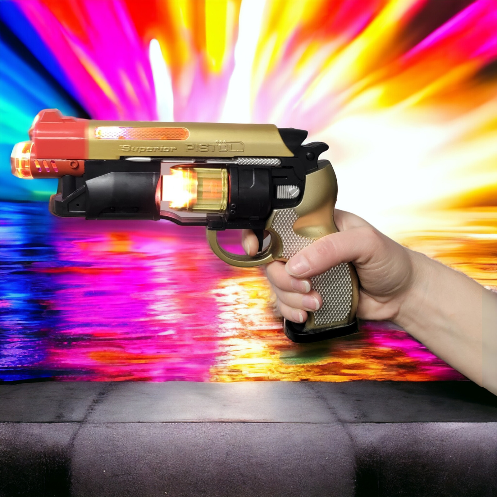 Large LED Light-Up Blaster With Sound (8.5) Adult Size Blade Runner Toy Pistol.