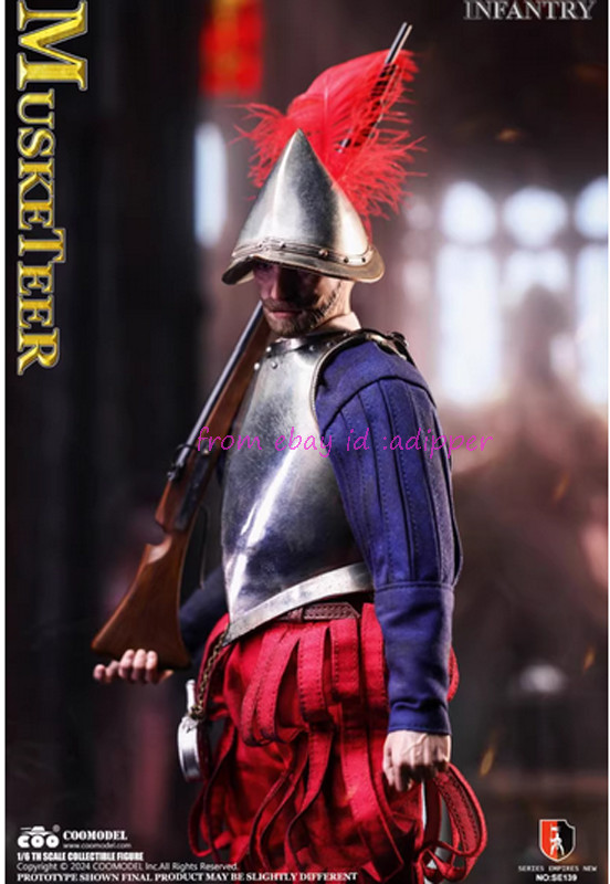 Perfect Coomodel Se139 1/6 Spanish Conquistador Musketeer White Copper Platee
