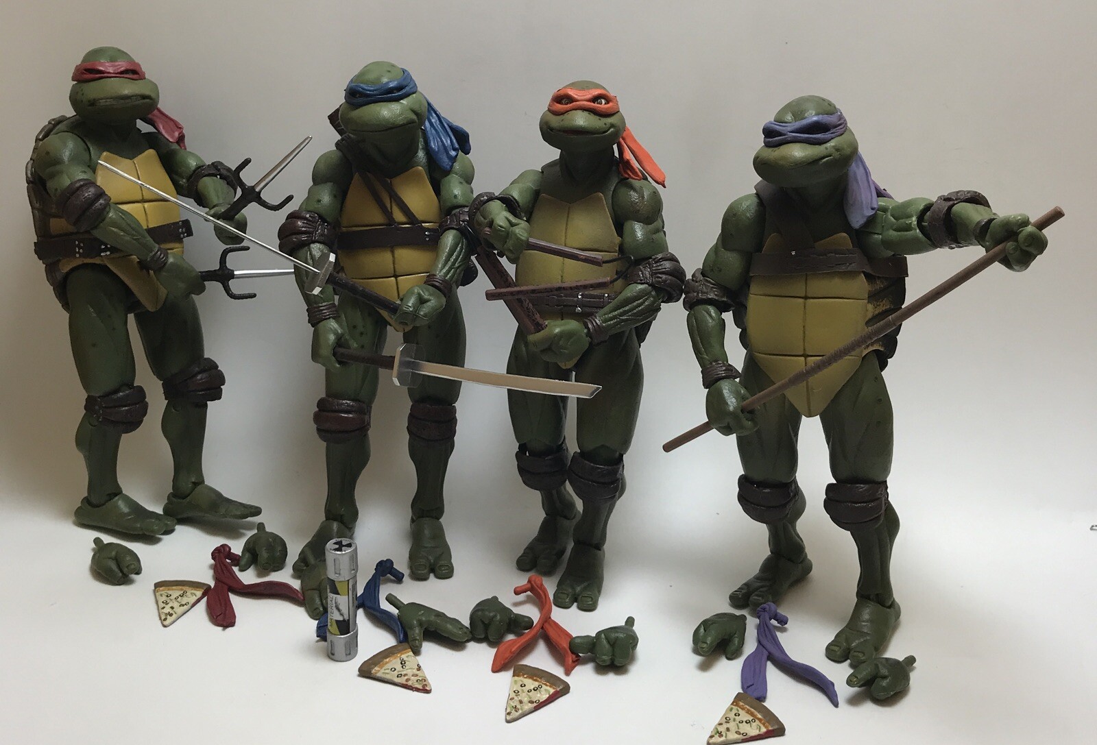 NECA TMNT Movie Raph Mikey Leo Donnie Lot Of 4 Figures, 7” Inch Tall