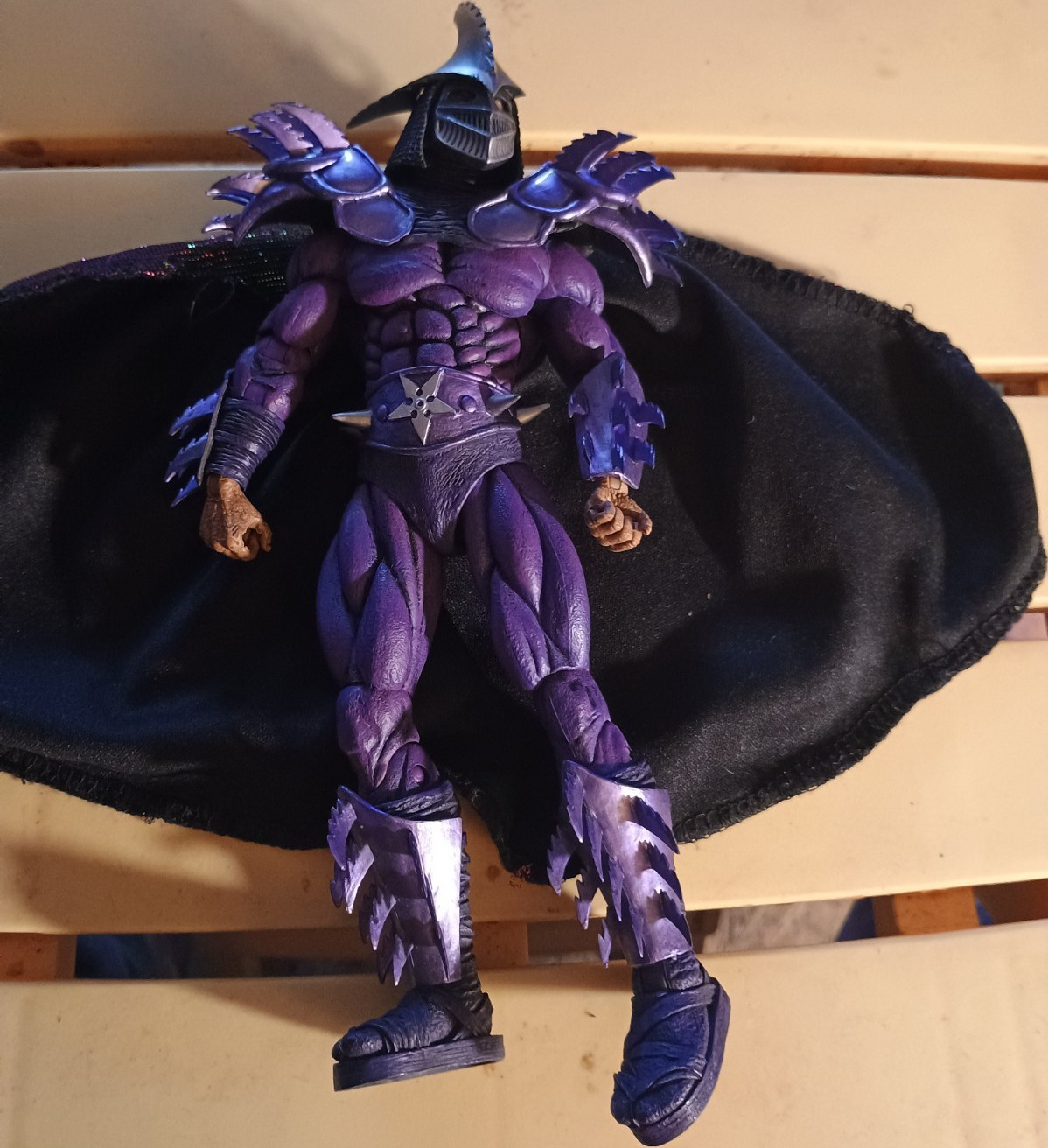 Purple/Black Action Figure Plastic/Fabric Armored Outfit with Cape Included