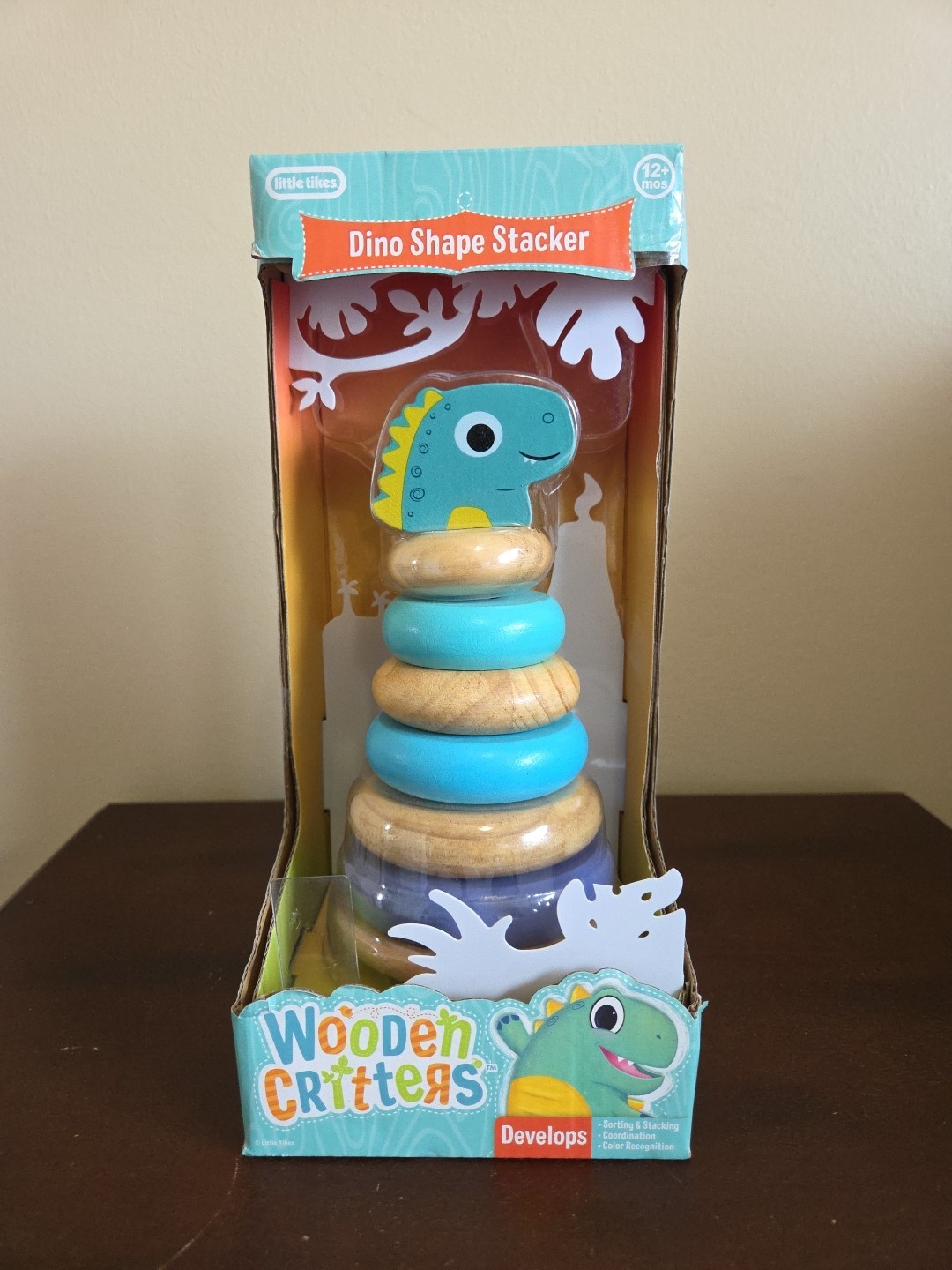 Brand New Little Tikes Wooden Critters Dino Shape Stacker Colorful Develops Toy