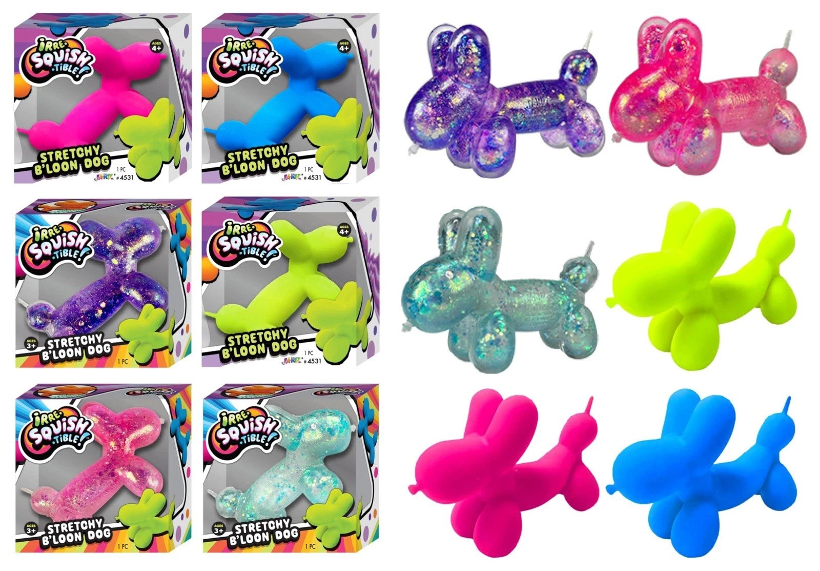 JARU *IREE SQUISH-TABLE STRETCHY B&rsquo;LOON DOG Fidget* Choose Color, New in Box