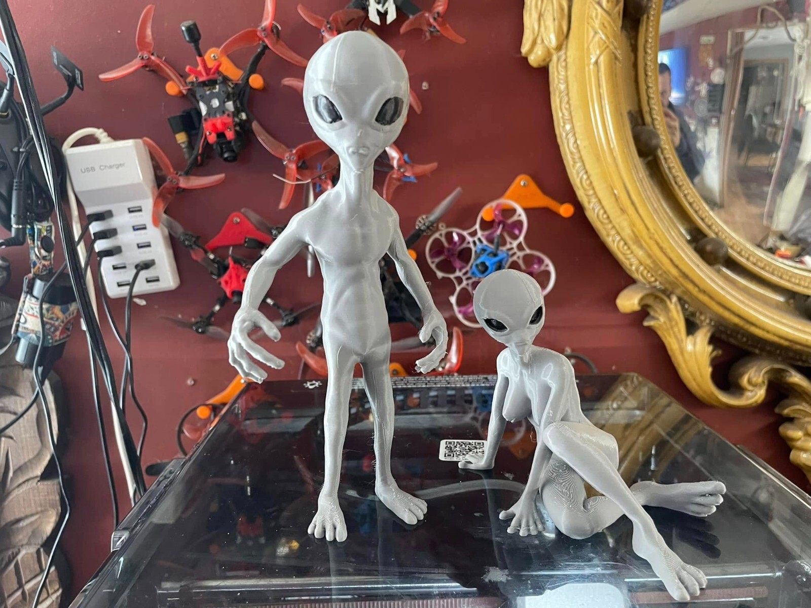 Grey Alien Male & Female Set 7&Prime;!!! Very Unique Set! Action Figures!