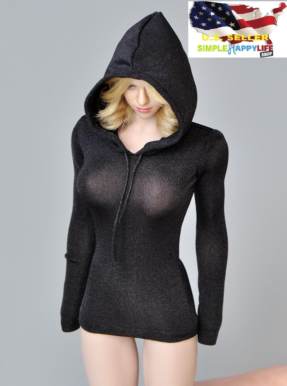 1/6 black hoodie top Athleta Sweatshirt for 12&Prime; female body phicen Hot toys❶USA❶