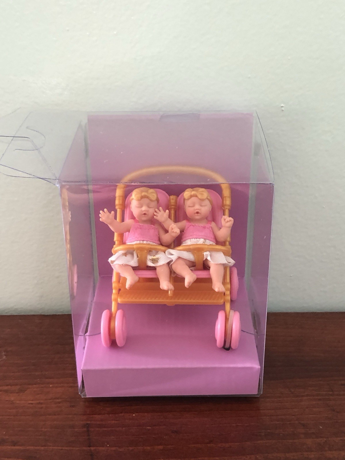 Zuru My Mini Baby Series 2 SUPER RARE Twins Pink Gold Double Stroller NEW in Box