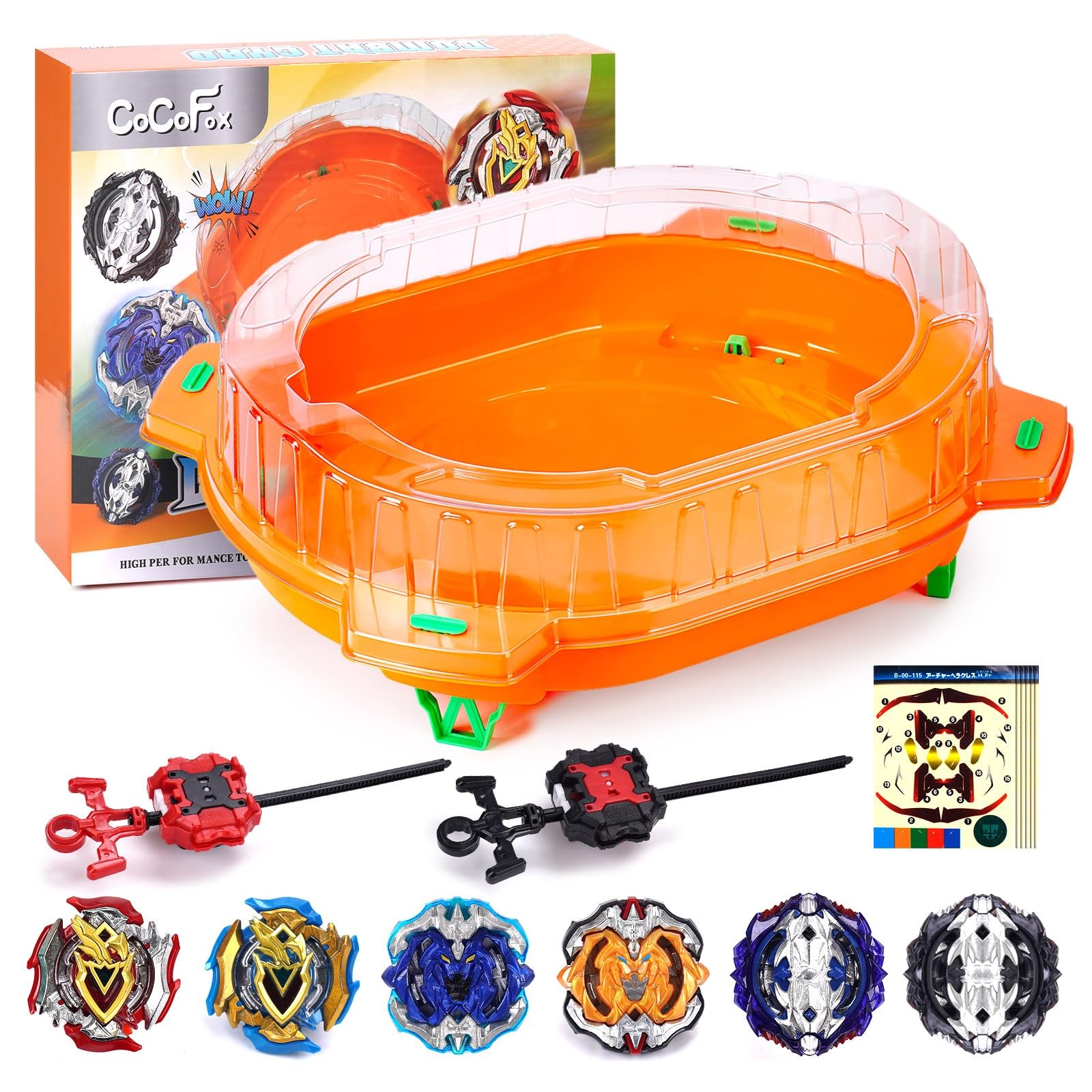 COCOFOX Battling Top Burst Toy Set, 6 Battling Tops 2 Launchers and 1 Stadium…