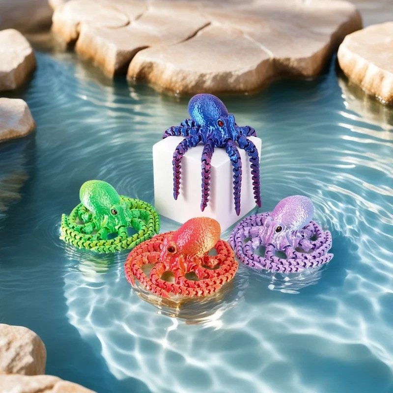 3D Printed Articulated Octopus – Poseable Tentacles Desk Toy, Eco-Friendly