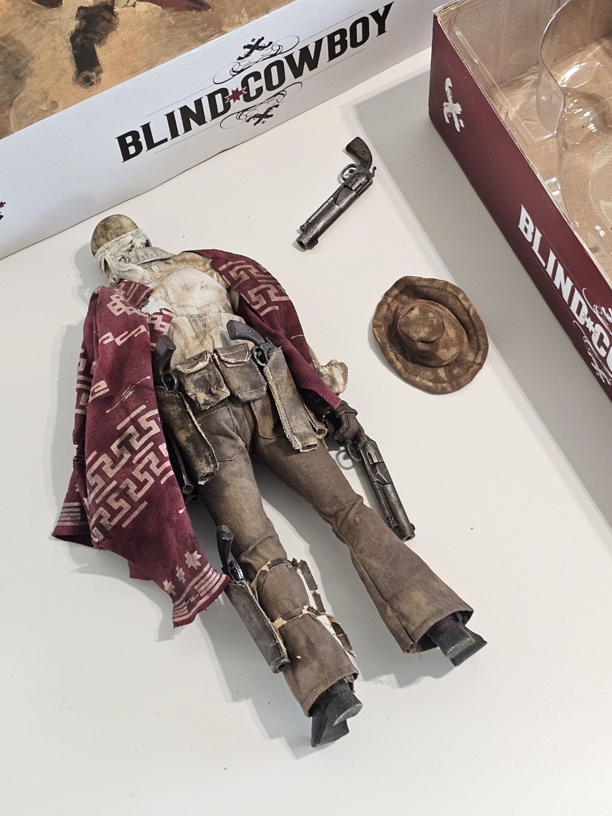 ThreeA Blind Cowboy Action Figure With Clothes Extra Hand Western Brown Red