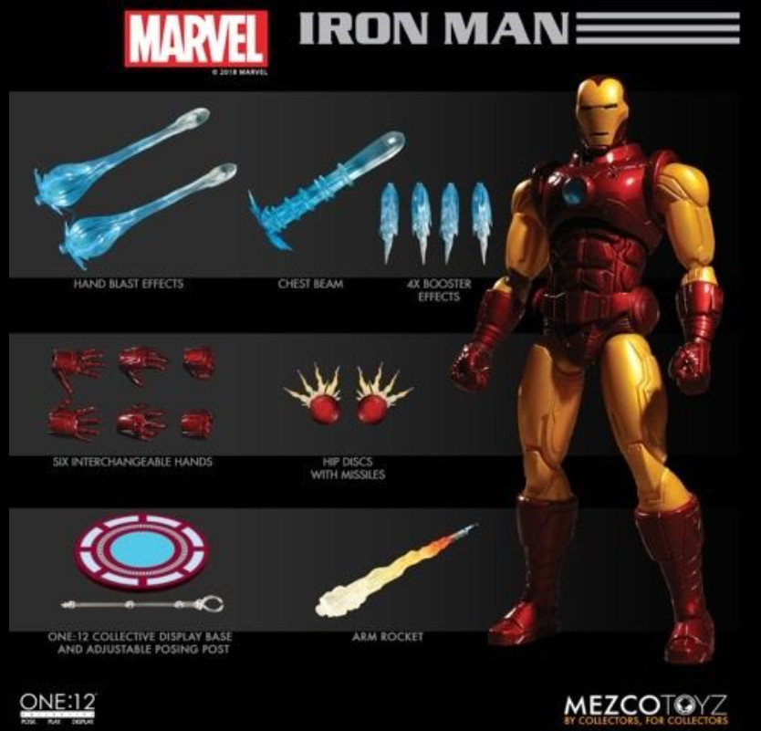Mezco One 12 The Invincible Iron Man Red Suit Figure