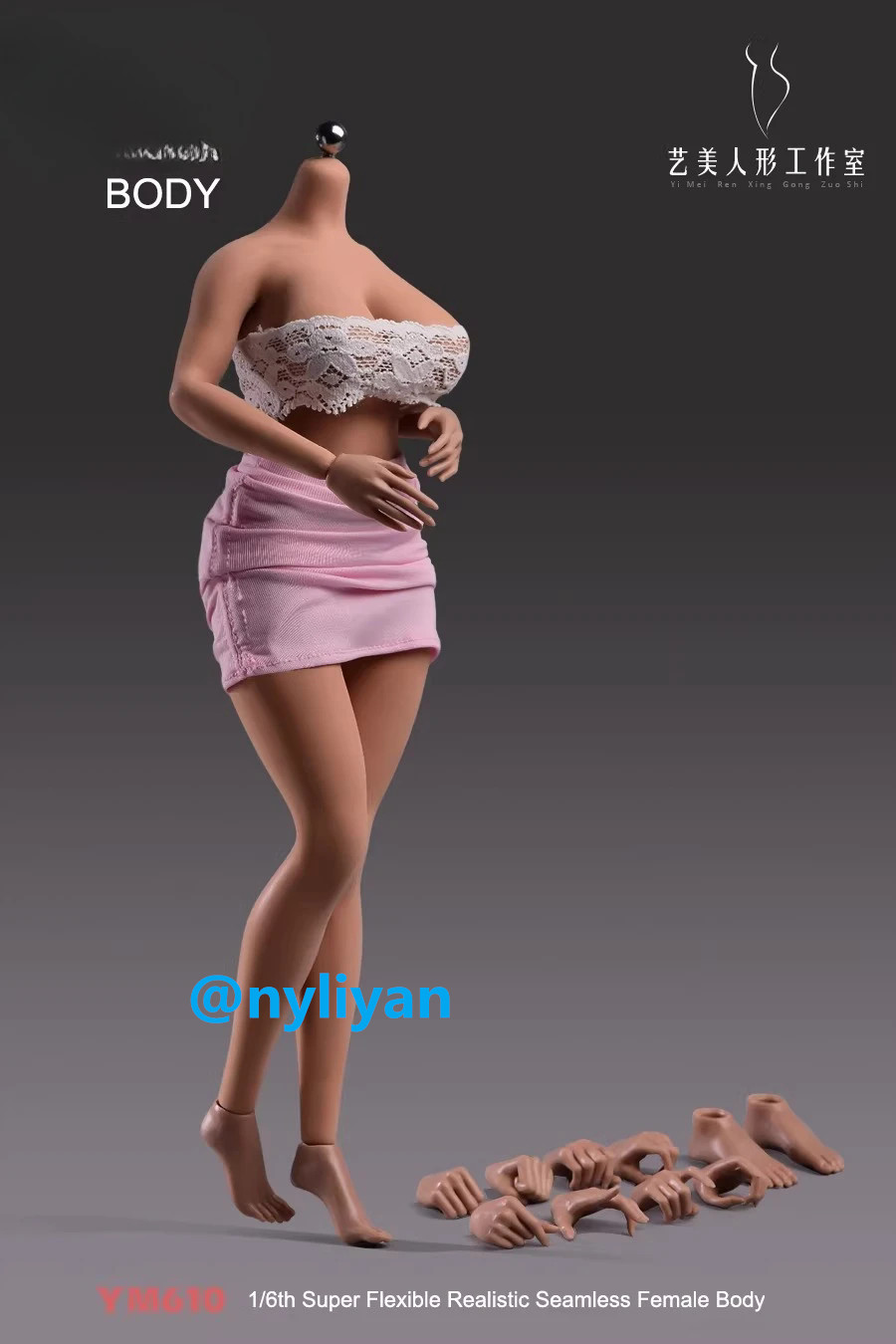 YM610B 1/6 Female Pale Large Bust Flexible Plump Girl Body Details 12 »Figure