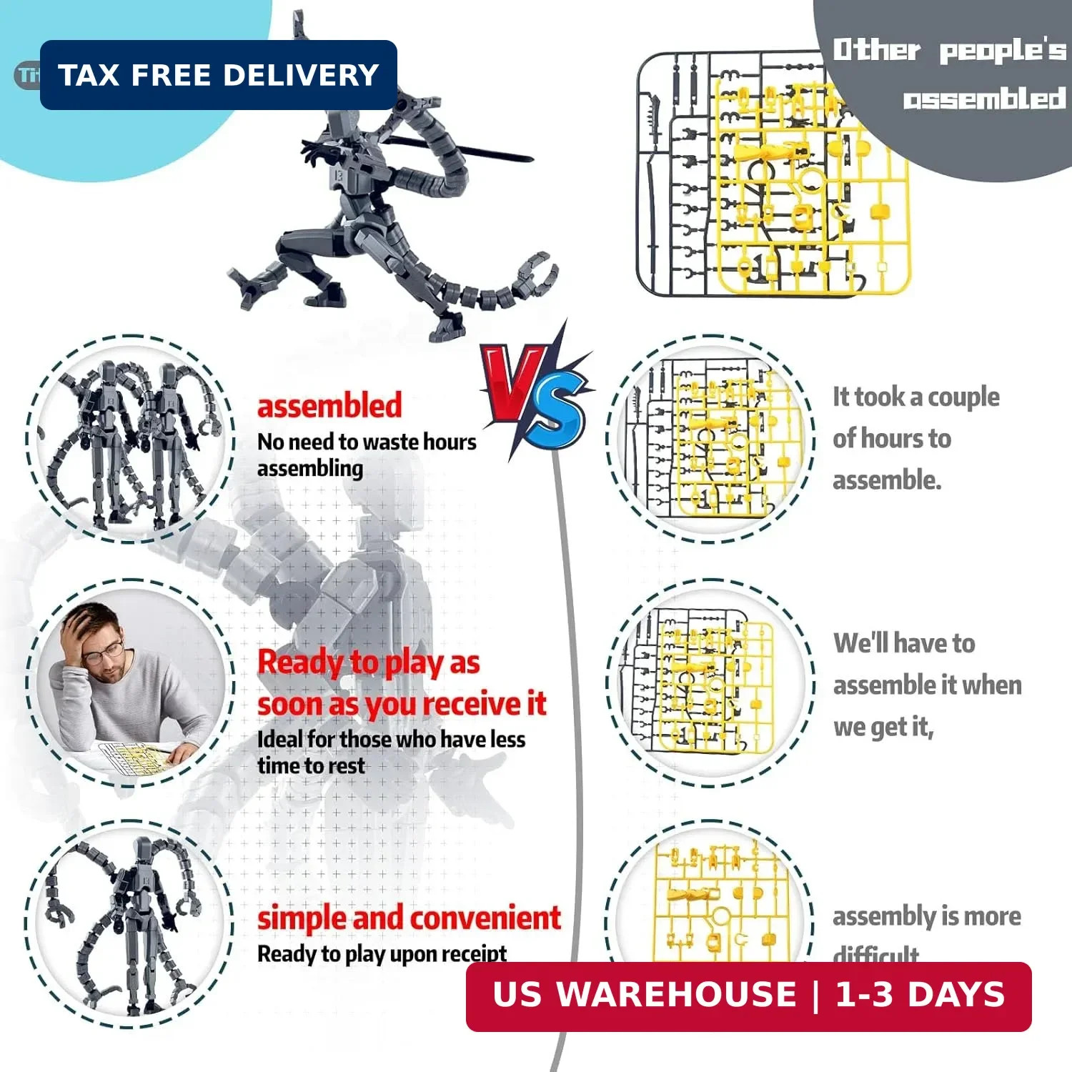 T13 Already Assembled Action Figure Accessories,T13 Multi-Jointed Movable,for Co
