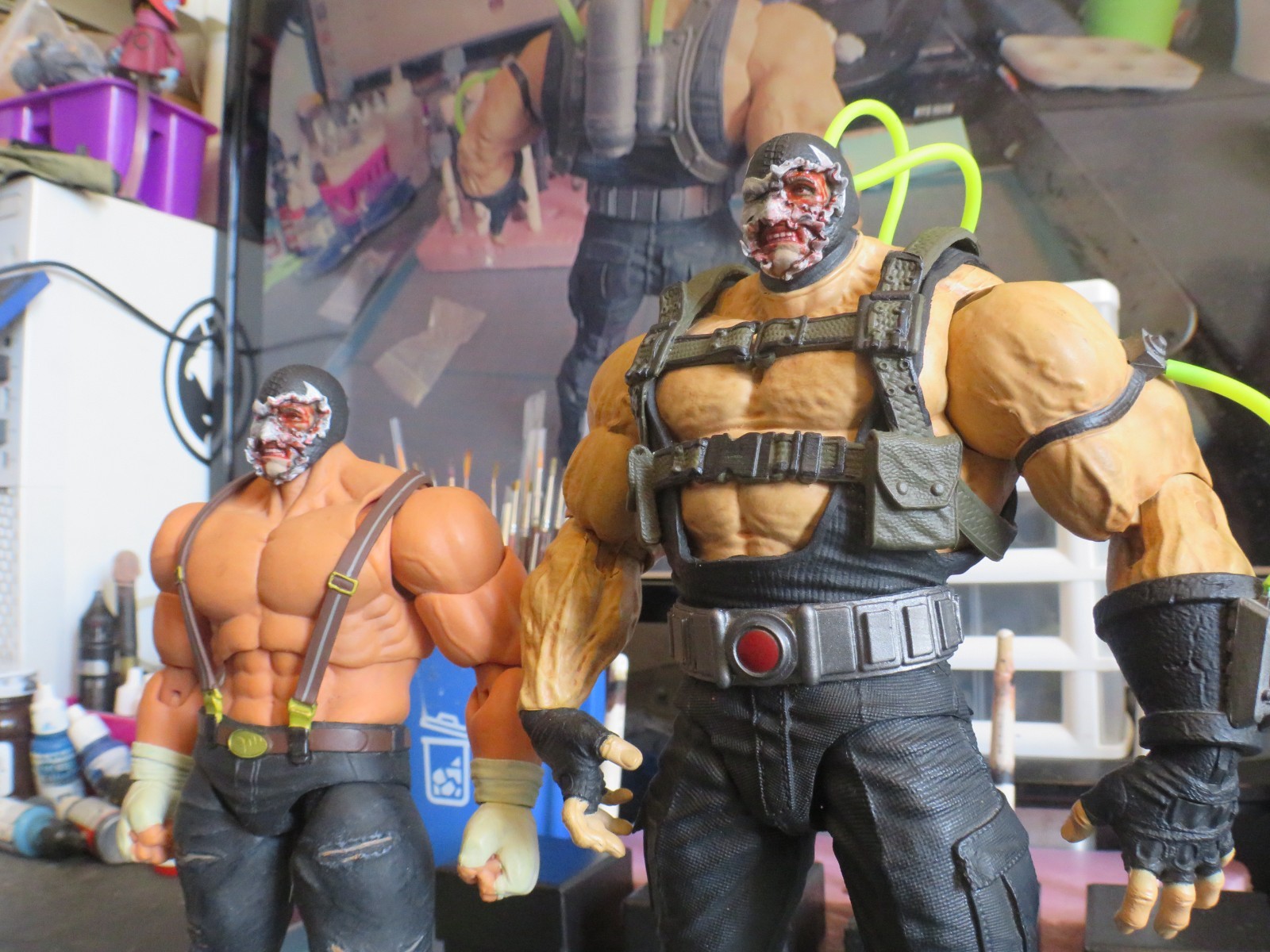 Custom 1/12 (damage and normal) 2 pack heads for DC Bane kit bash w/ McFarlane