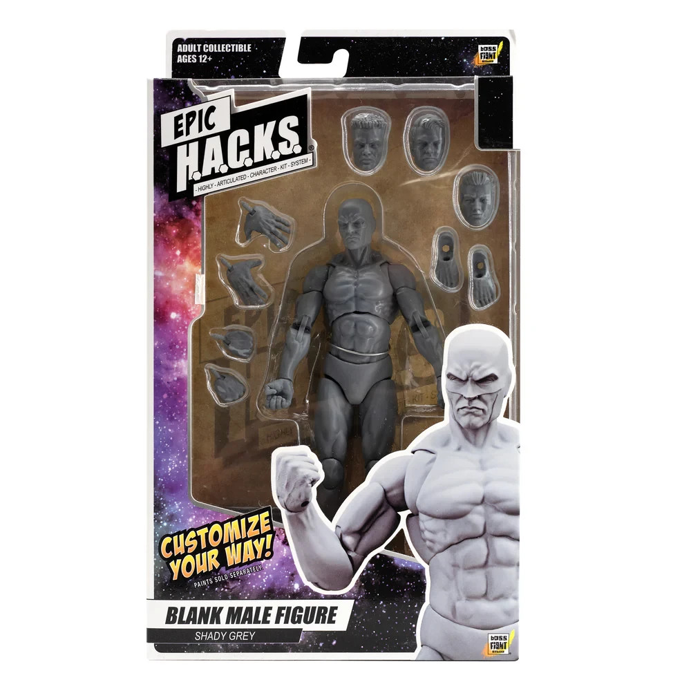 Shady Gray 1:12 EPIC HACKS Blank Male Action Figure 6&Prime; Boss Fight