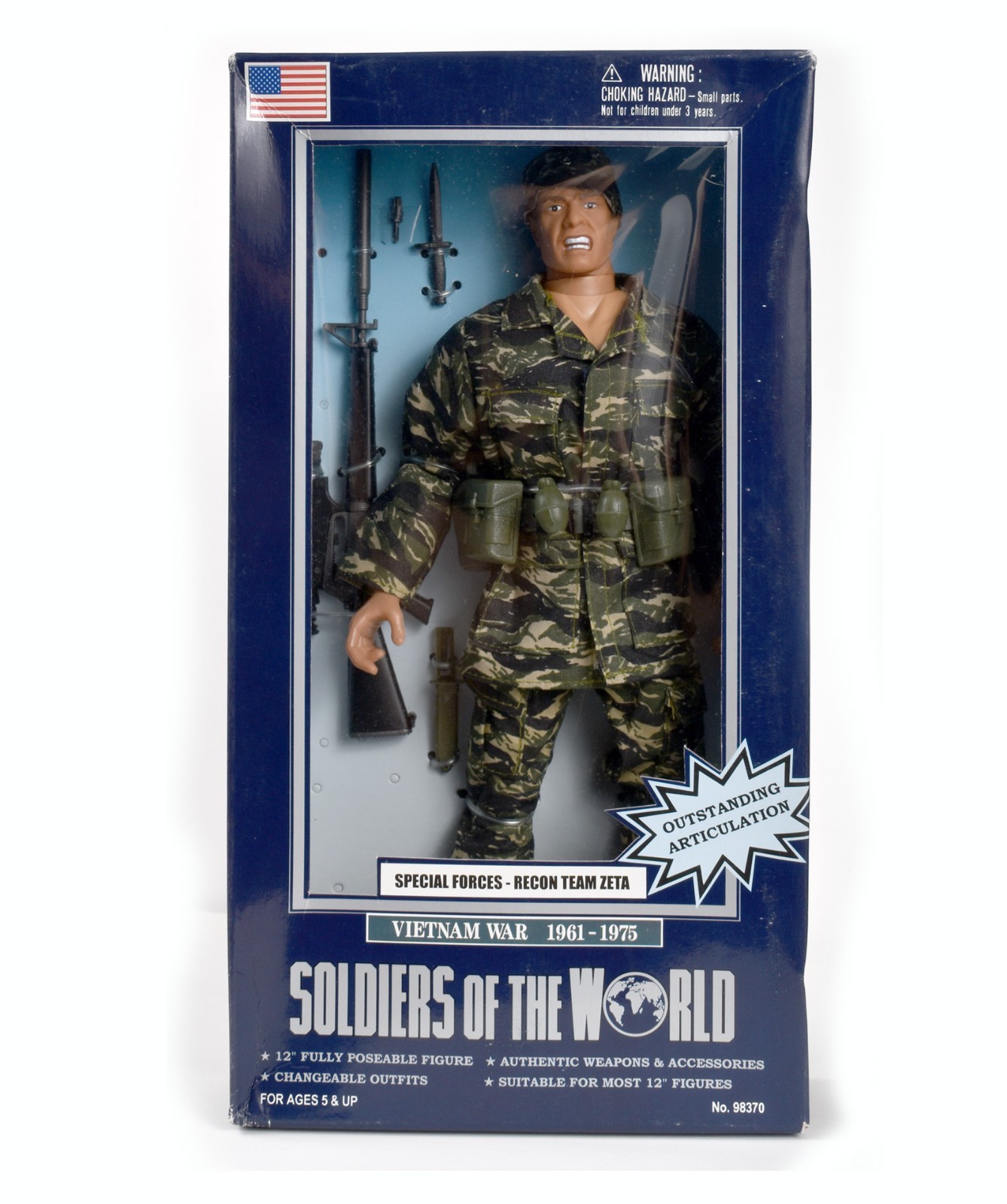 Soldiers of the World 1:6 Special Forces Recon Team Zeta Vietnam Battle Face 12&Prime;