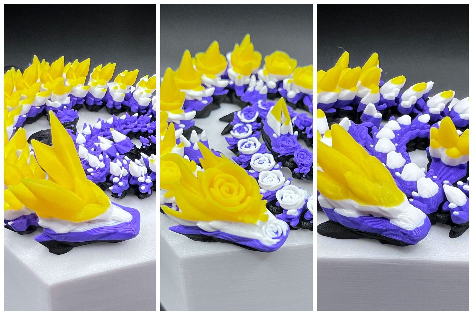 Pride Flag Themed 3D Printed Dragon Crystal Rose Gemstone Charity Donation 🎗️
