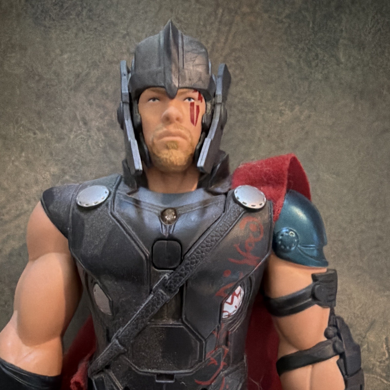 Thor Marvel Plastic/Fabric Action Figure Black Armor w/ Red Cape, Blue Sword