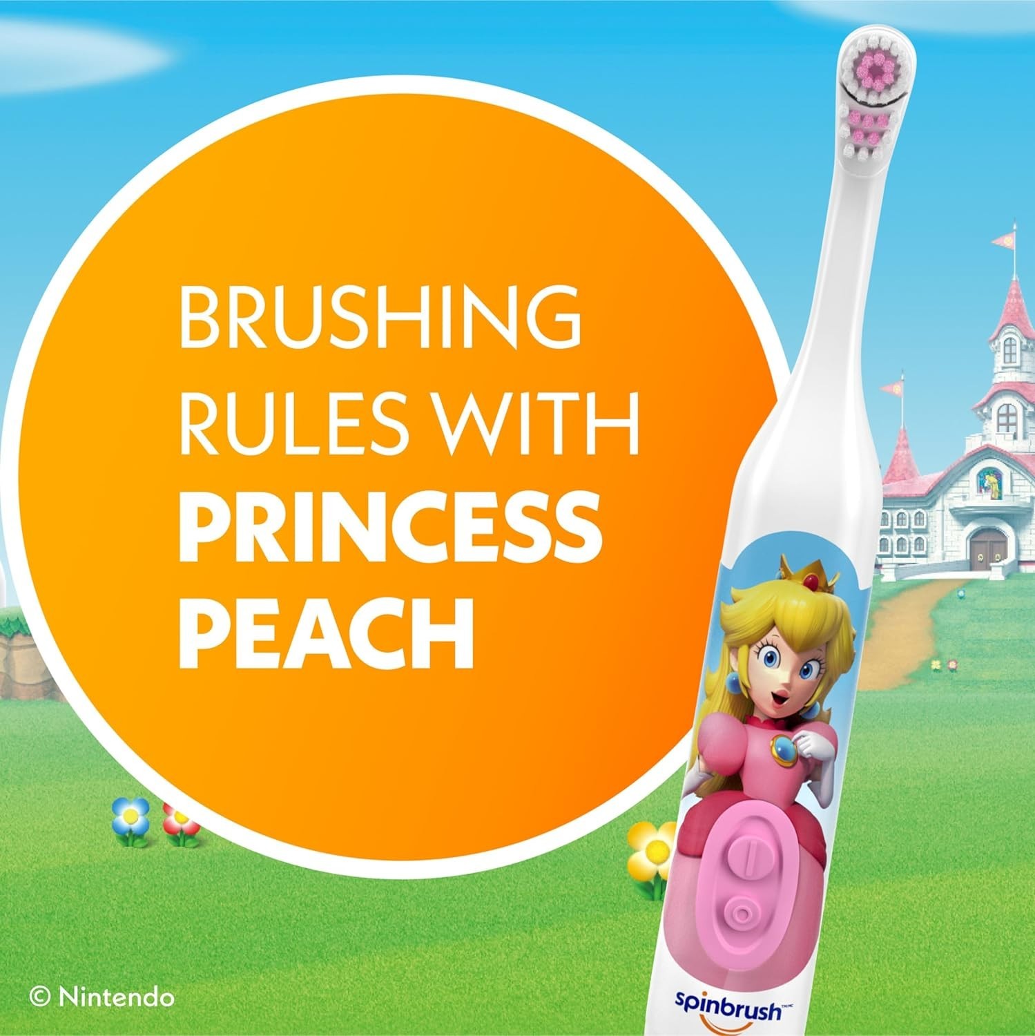 2 PACK Spinbrush Toothbrush Super Mario Princess Peach NEW SEALED FREE SHIPPING