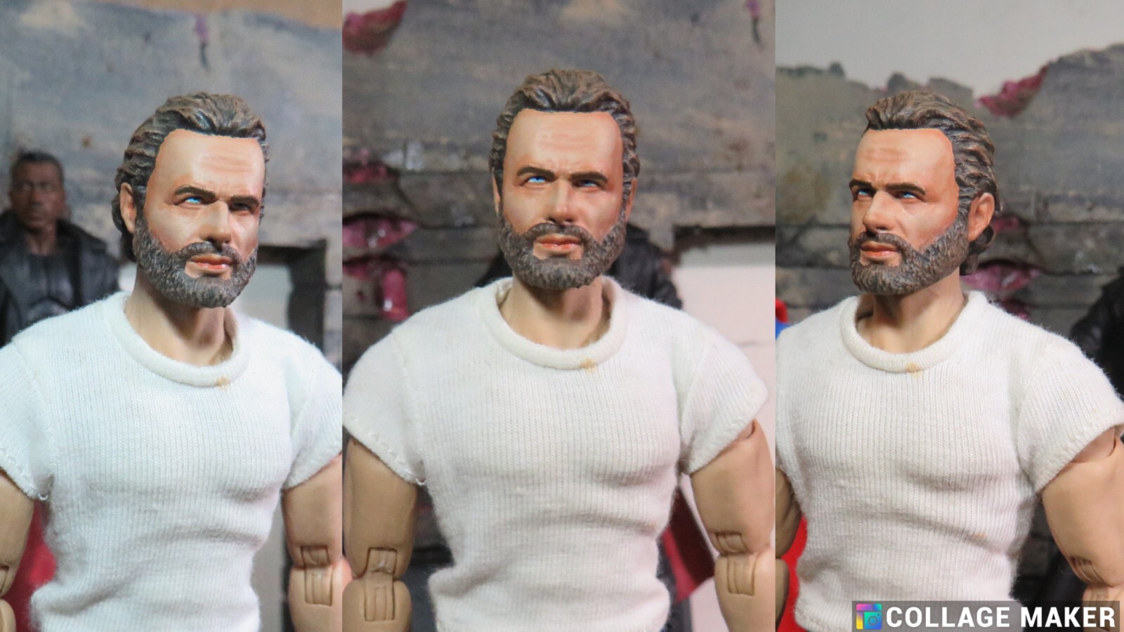 1/12 Custom painted Head Sculpt for Rick Grimes (BEARDED)/Walking Dead kit bash