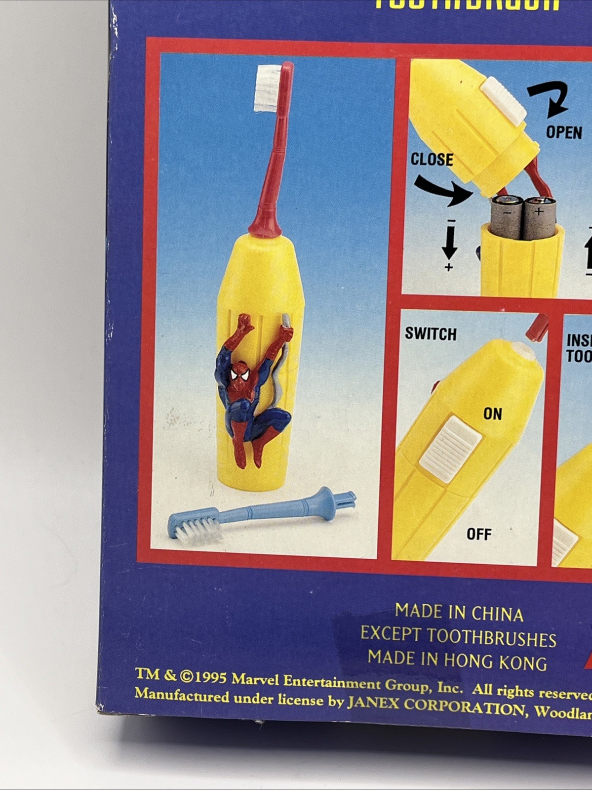 Spider-Man 1995 Battery Powered Toothbrush Marvel Comics Janex NIB