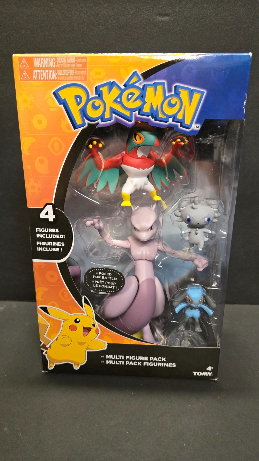 POKEMON MULTI FIGURE PACK ARTICULATED MEWTWO HAWLUCHA ESPURR RIOLU NIB TOMY 2017