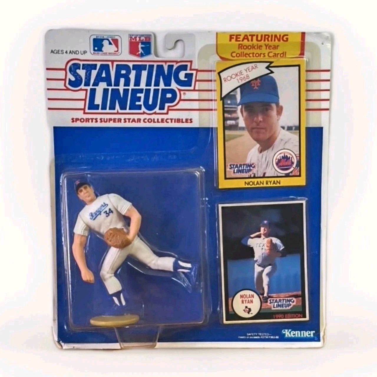 1990 Starting Lineup Nolan Ryan Texas Rangers MLB NIB New Kenner Figure + Cards
