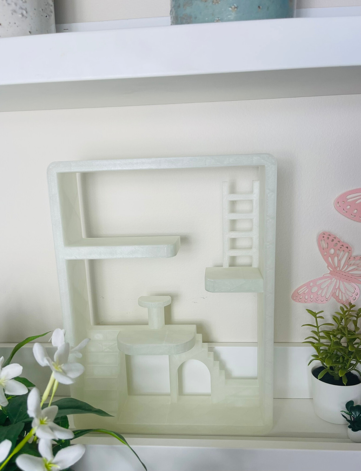 Smiski House Glow in the Dark Display | Mini Figure Room Shelf | Bonus Glow Pet