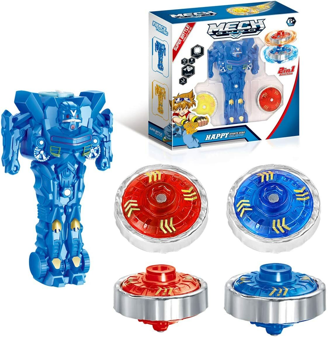 Battling Tops Metal Fusion Gyro Toys for Kids with Robot Launcher and Arena