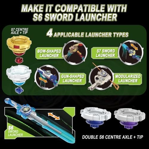 Battle Arena Set with 2 Modular Launchers, Metal Defense Tops, Right/Left Spin G
