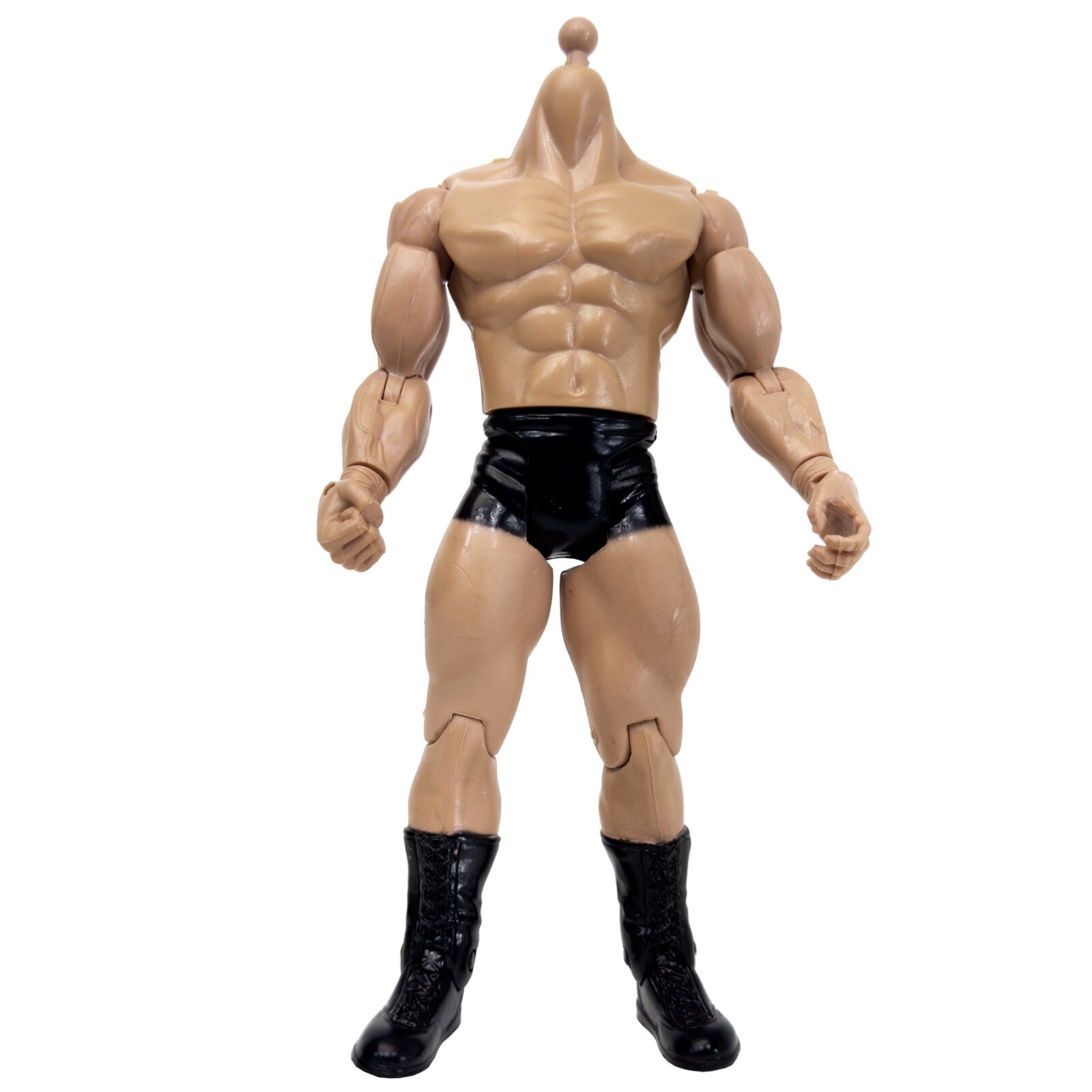 Generic 7 Inch Wrestling Action Figure With White Body & Black Trunks