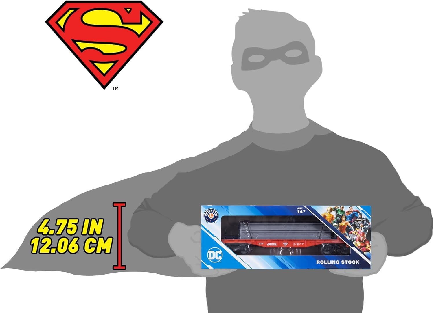 Superman O Gauge Flatcar Model Train with Removable Steel Beams for Collectors