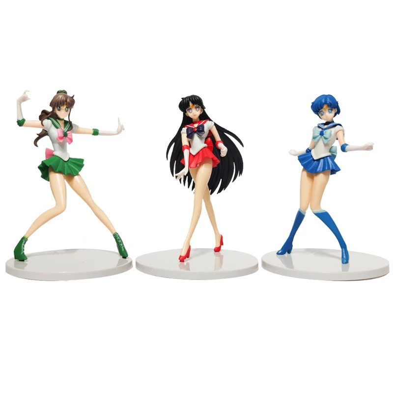 5PCS Sailor Moon Anime Figures Usagi Rei Ami Minako PVC Model Set