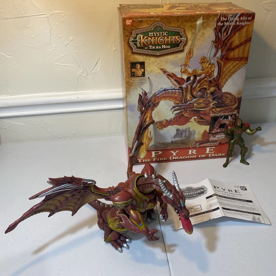 1998 Bandai Mystic Knights of Tir Na Nog PYRE The Fire Dragon of Dare Complete