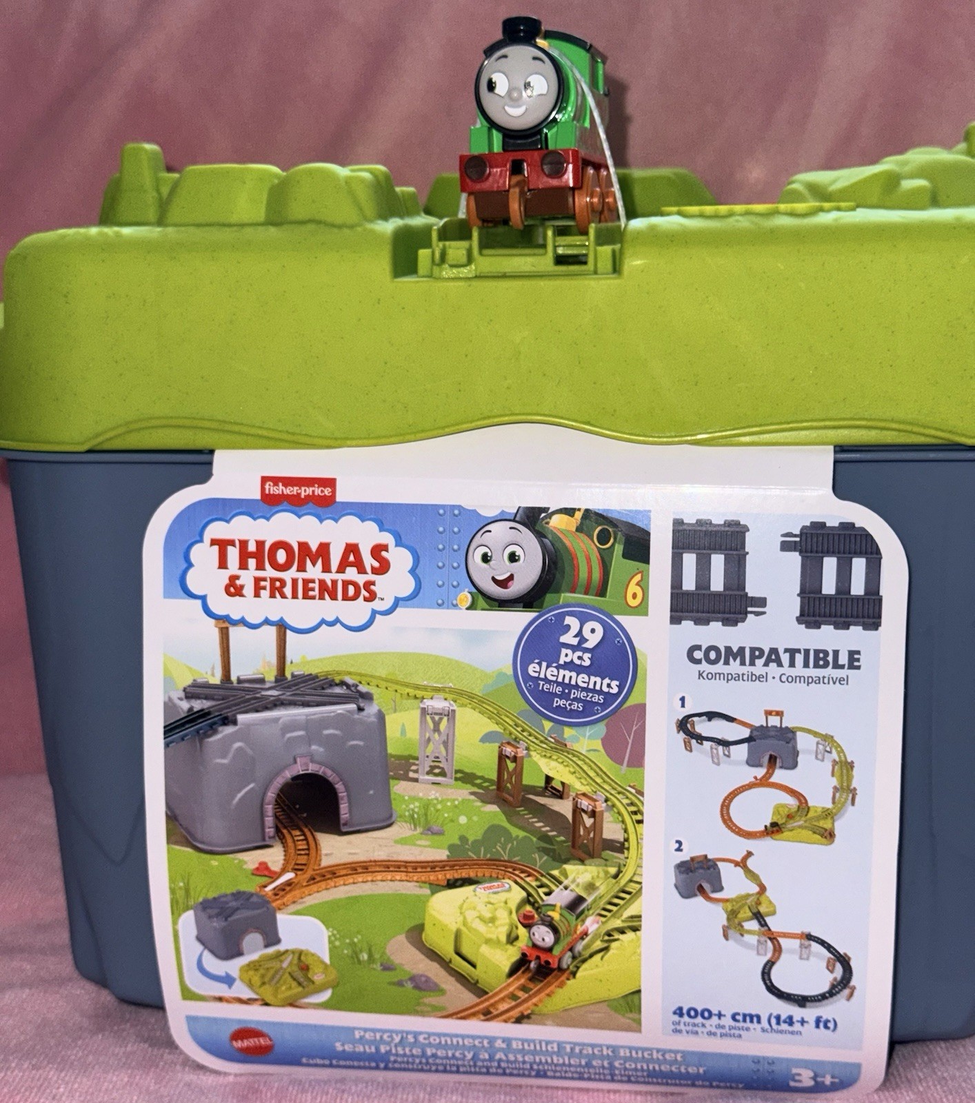 Thomas & Friends Toy Train Set 29pcs Percy’s Connect & Build Track Bucket NIB 3+