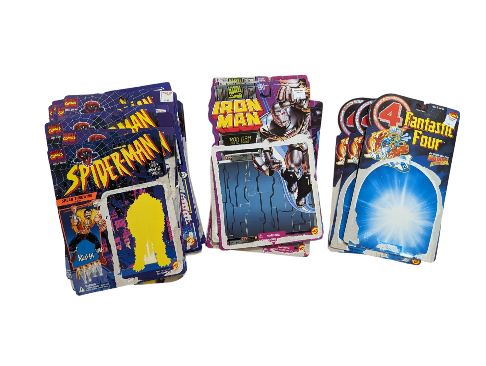 Lot of 39 Spider-man, Fantastic Four 4, Iron Man, Marvel Cardback Toybiz Figure