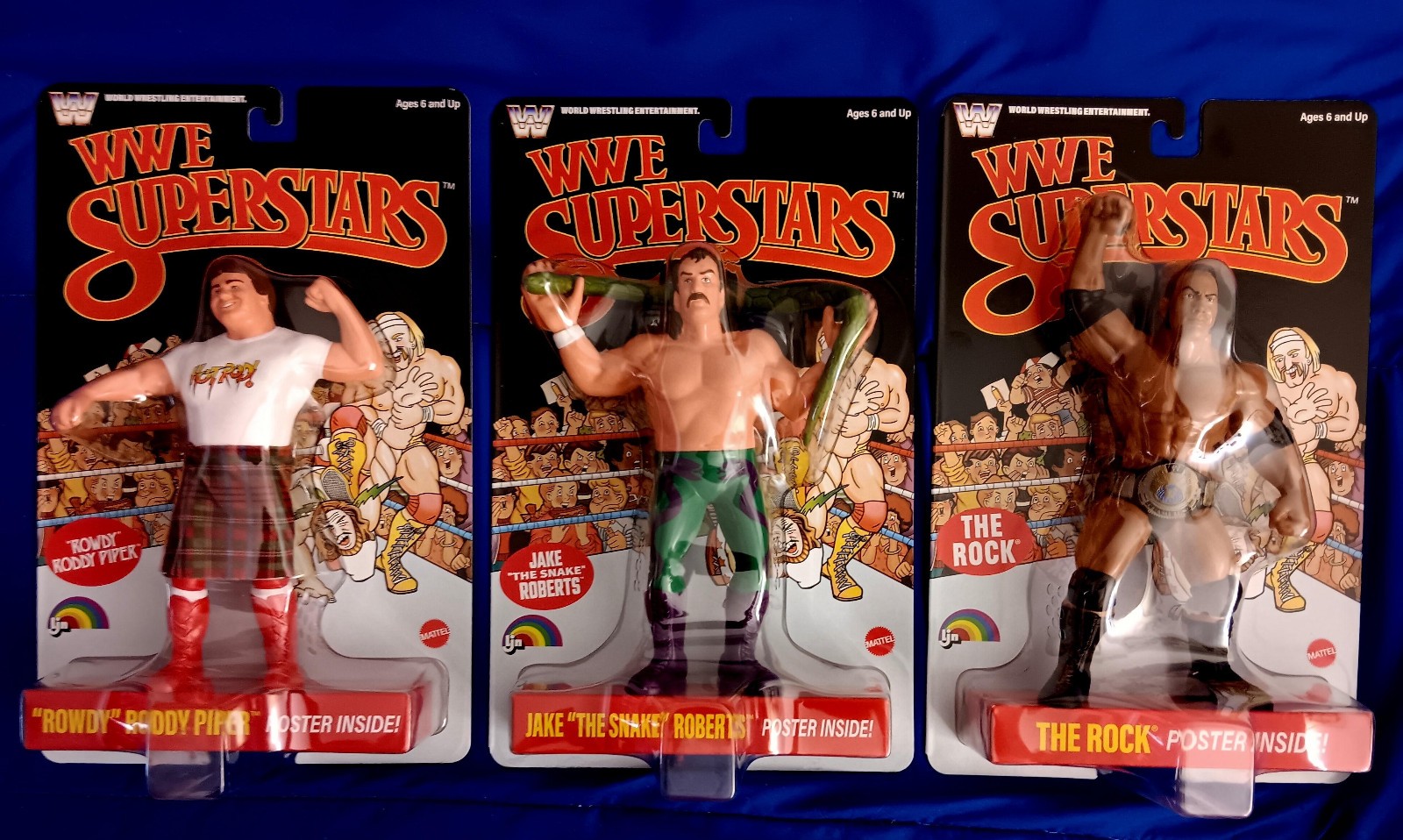 WWE LJN Superstars Roddy Piper The Rock Jake the Snake MATTEL Black Card Chases
