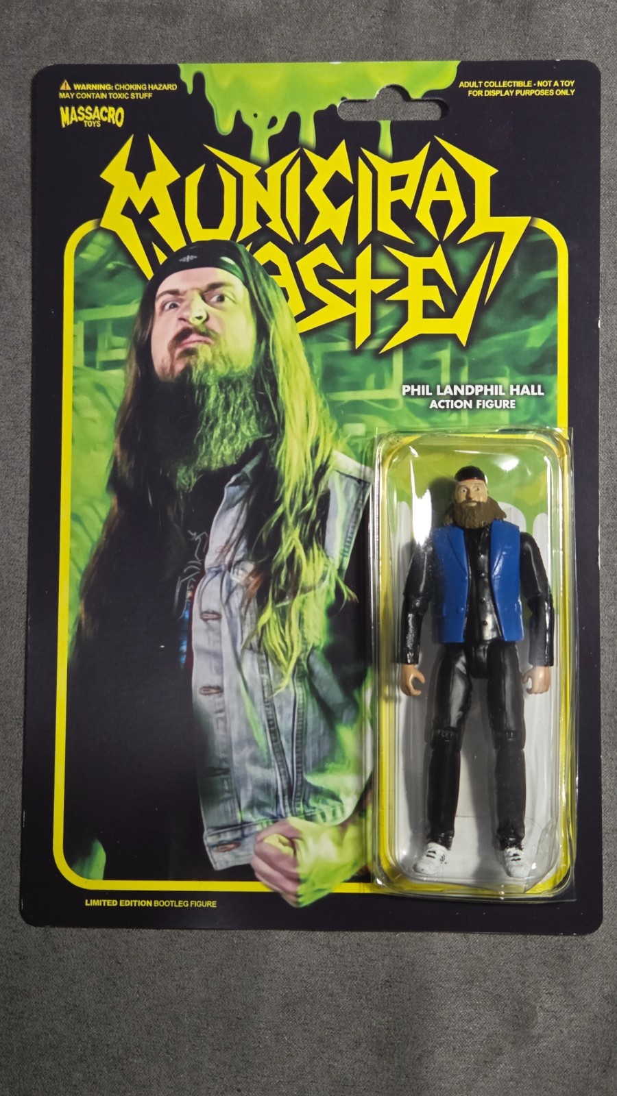 Custom Landphil (Municipal Waste) 3.75&Prime; Action Figure – On Card – Resealable