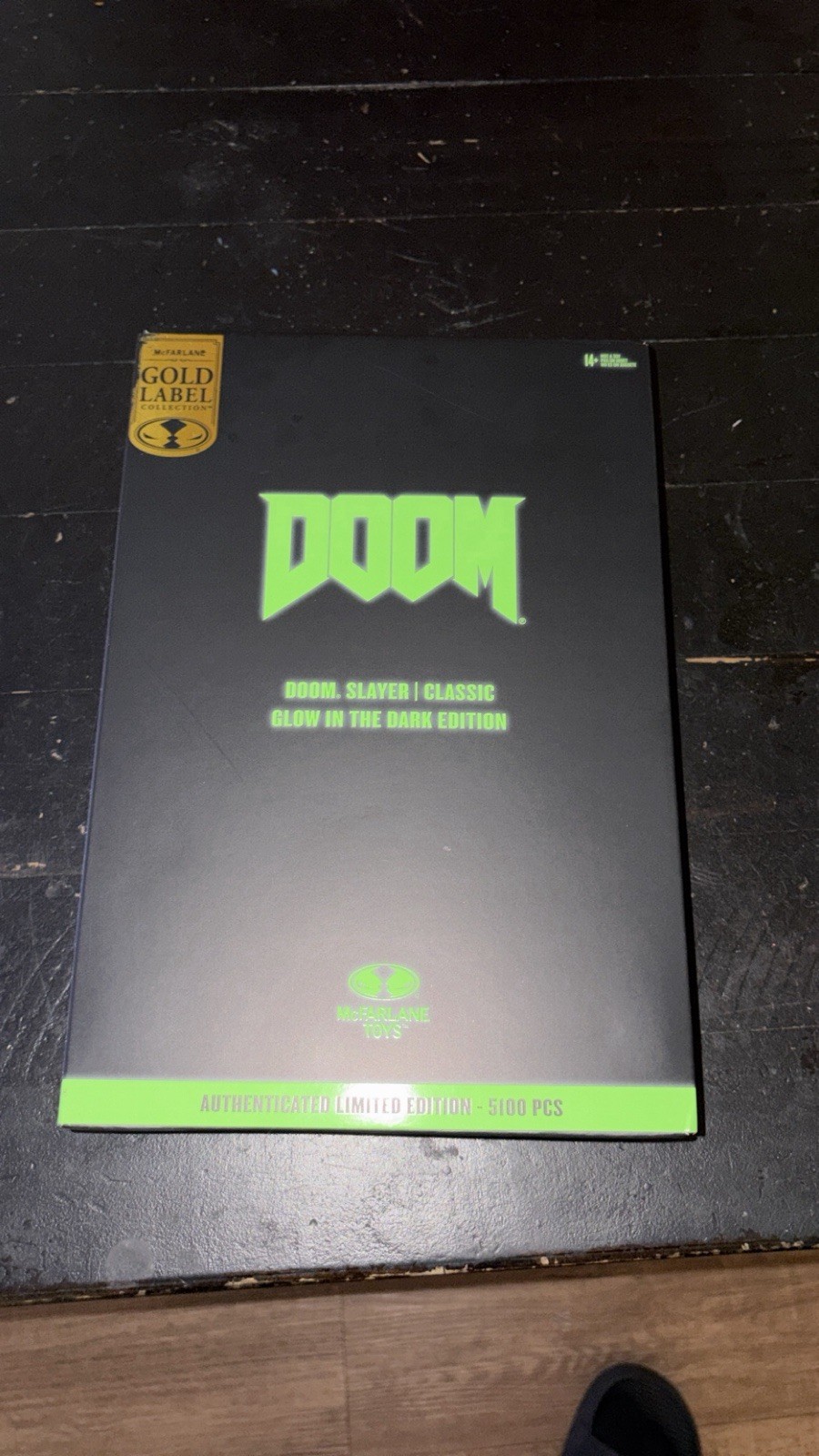 McFarlane Toys DOOM Doom Slayer Gold Label Glow in Dark w/ Gun & COA