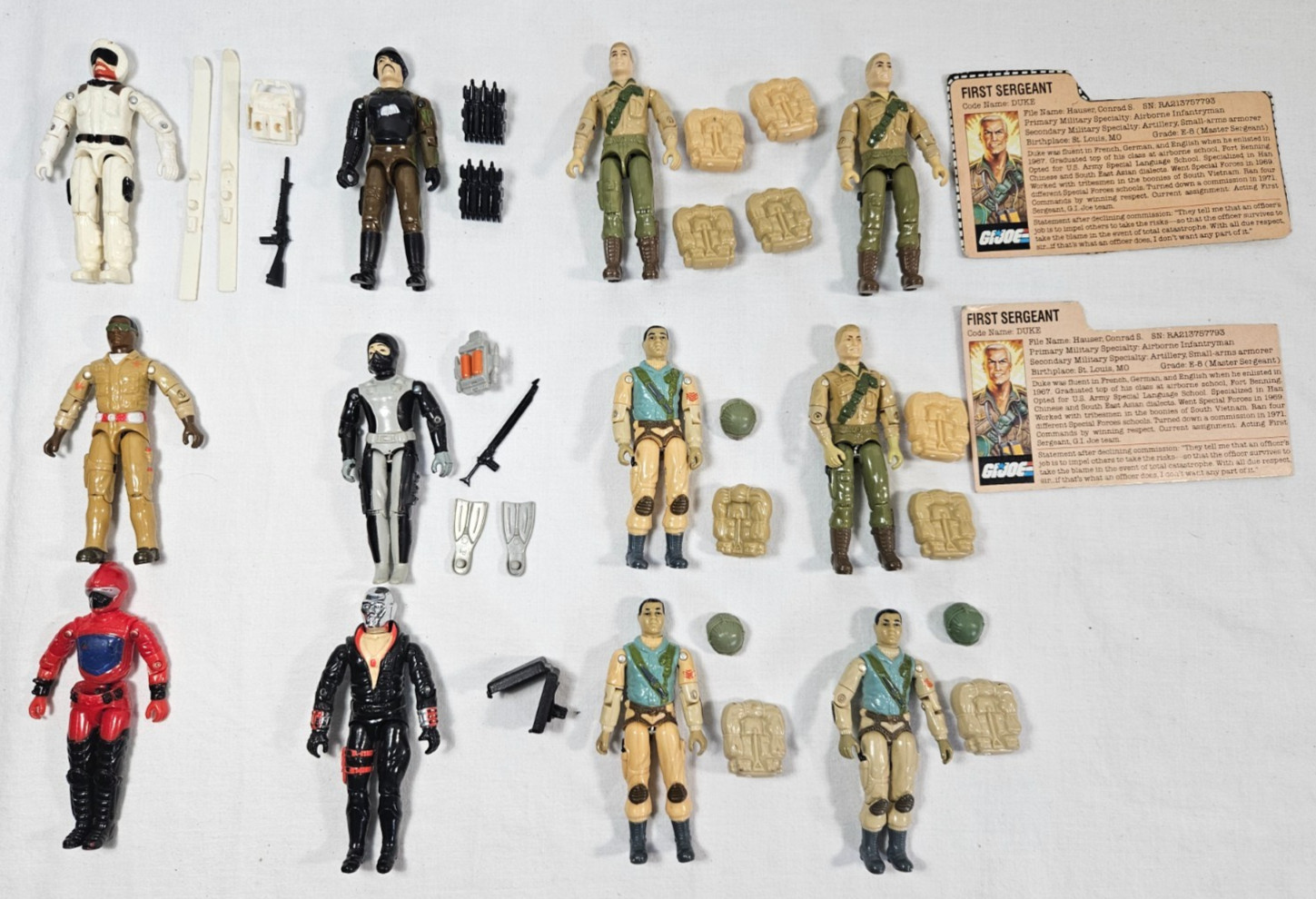 Vintage GI Joe FIGURE & WEAPON Lot Original 1983 DUKE Destro Airborne Snow Job