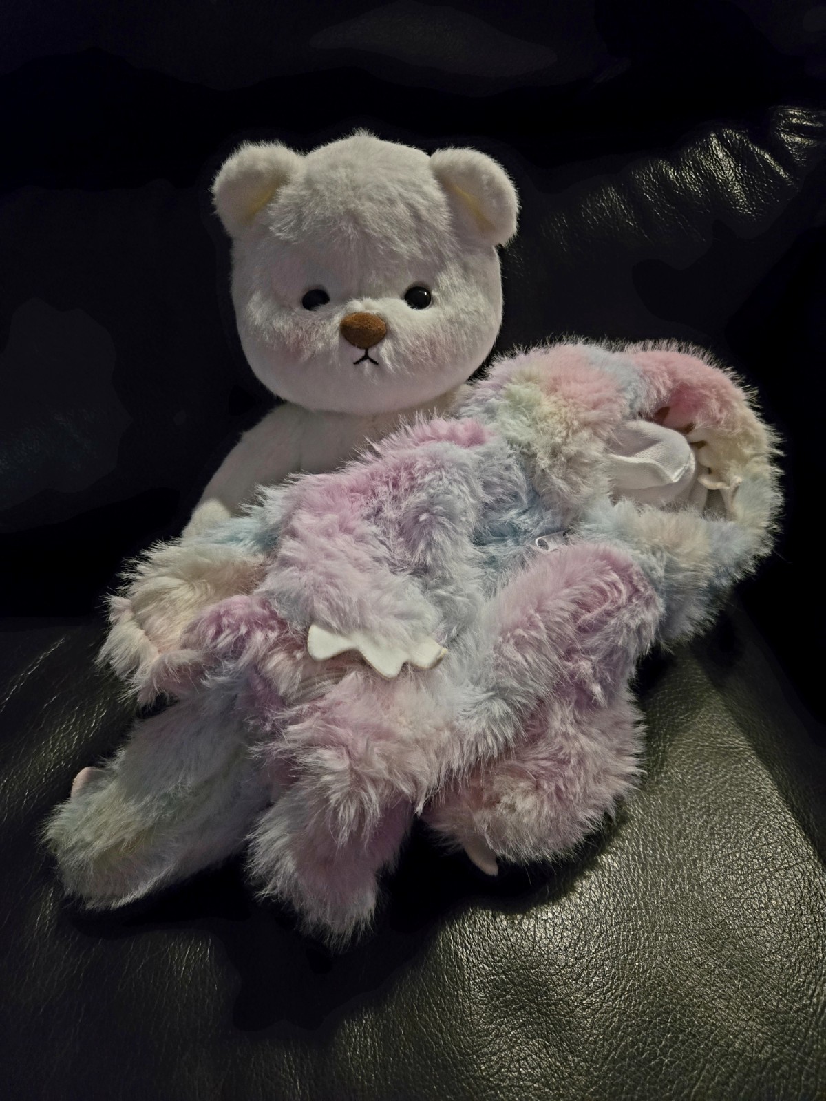 Handmade 12inch Fully Jointed Pink Rainbow Dinosaur Teddy Bear