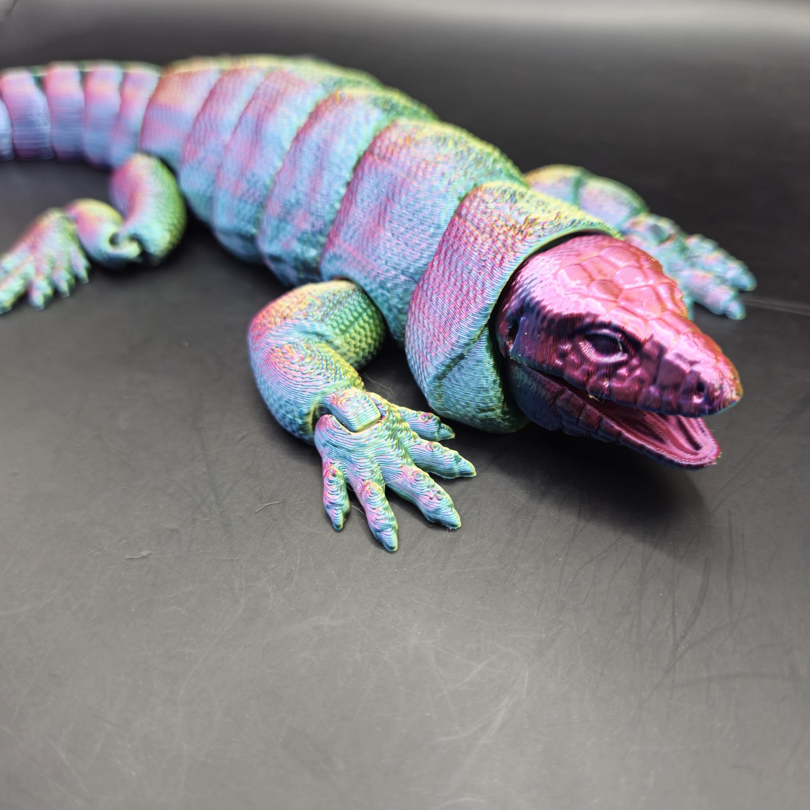 Tegu Lizard Articulated Figure 3D Printed Collectable Multi Color 10&Prime;