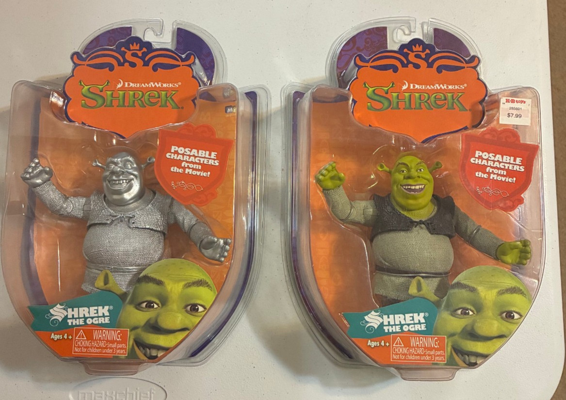 Shrek The Ogre Posable Action Figure MGA Entertainment 2006 Set of 2 Silver