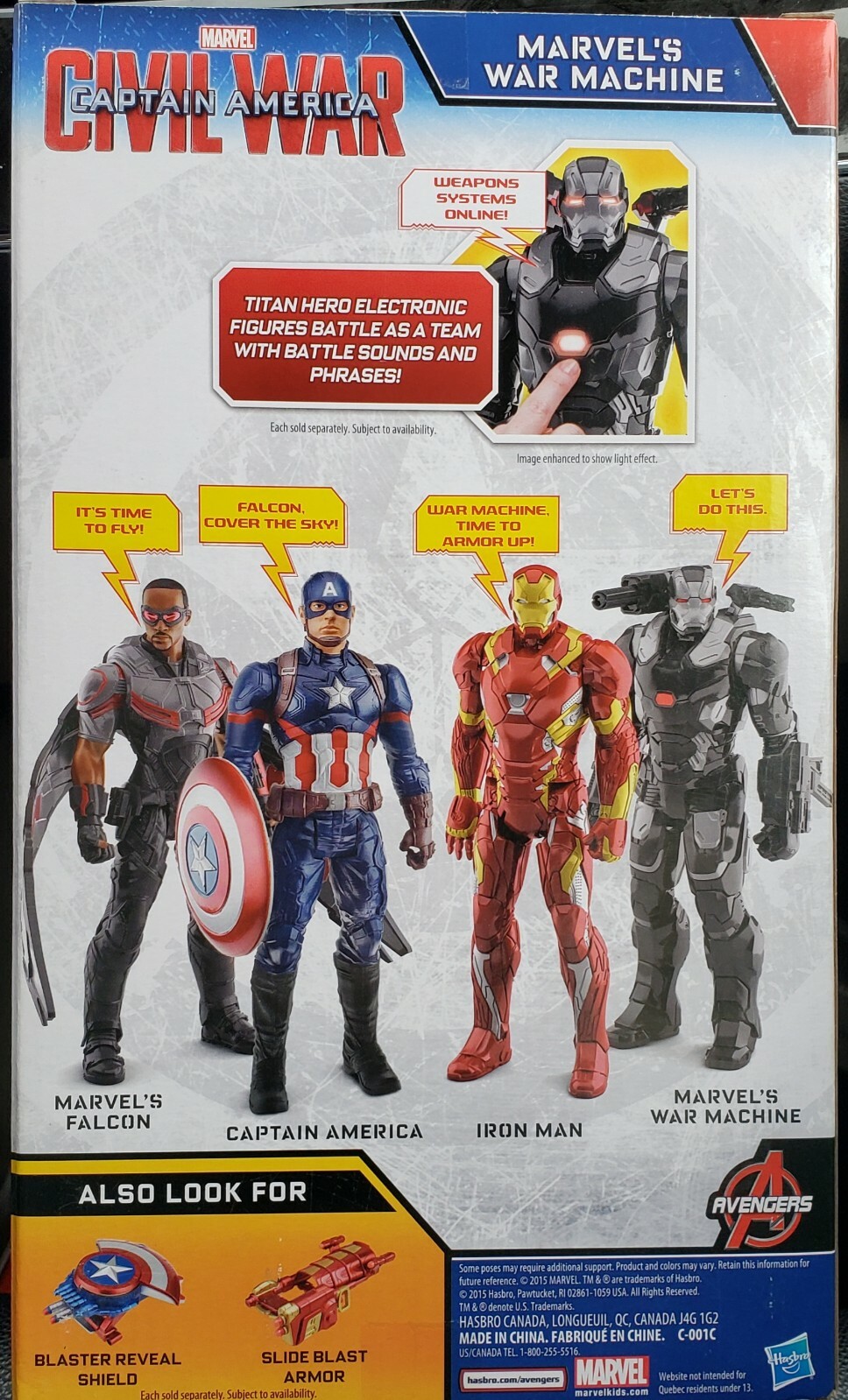 MARVEL CIVIL WAR WAR MACHINE **LIGHTS + TALKING** Titan Hero Series avengers