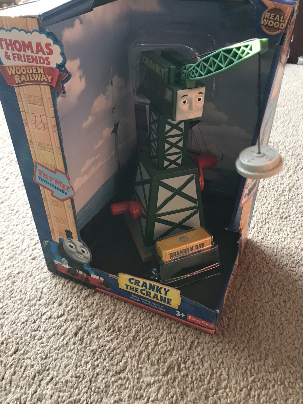 Fisher Price CRANKY THE CRANE Thomas Friends WOODEN RAILWAY NEW IN BOX – RETIRED