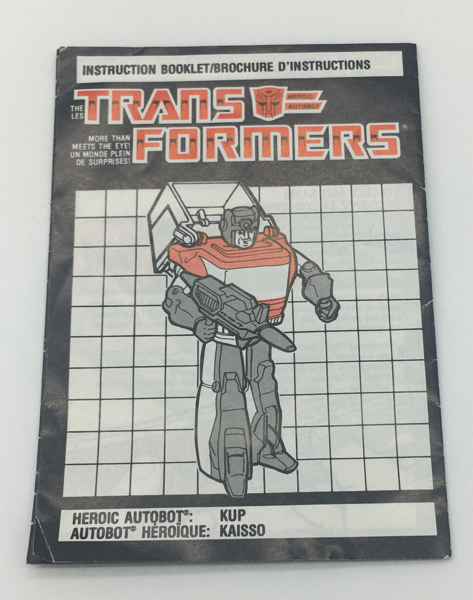 Transformers G1 Kup Instruction Booklet Only Rare English / French Version