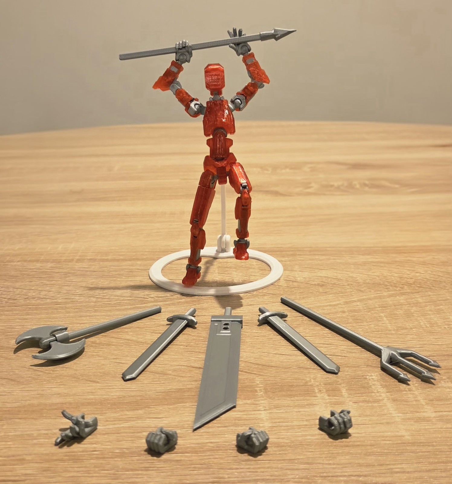 Dummy 13 Action Figure – Translucent Red Variant with Weapons – Accessory Set