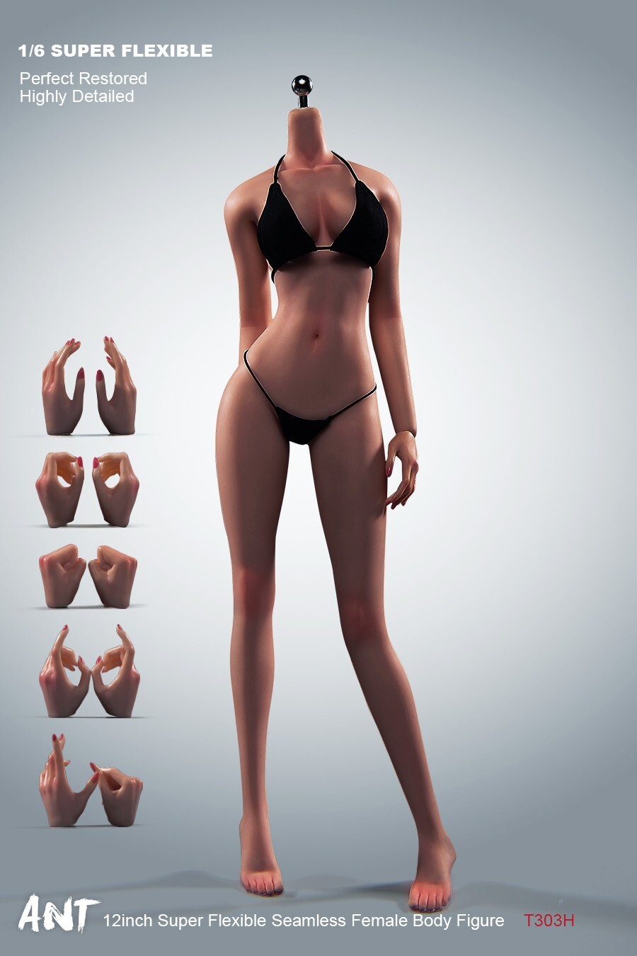 1/6 Copper Suntan Large Bust Flexible Makeup Seamless Body For 12&Prime; Figure Doll