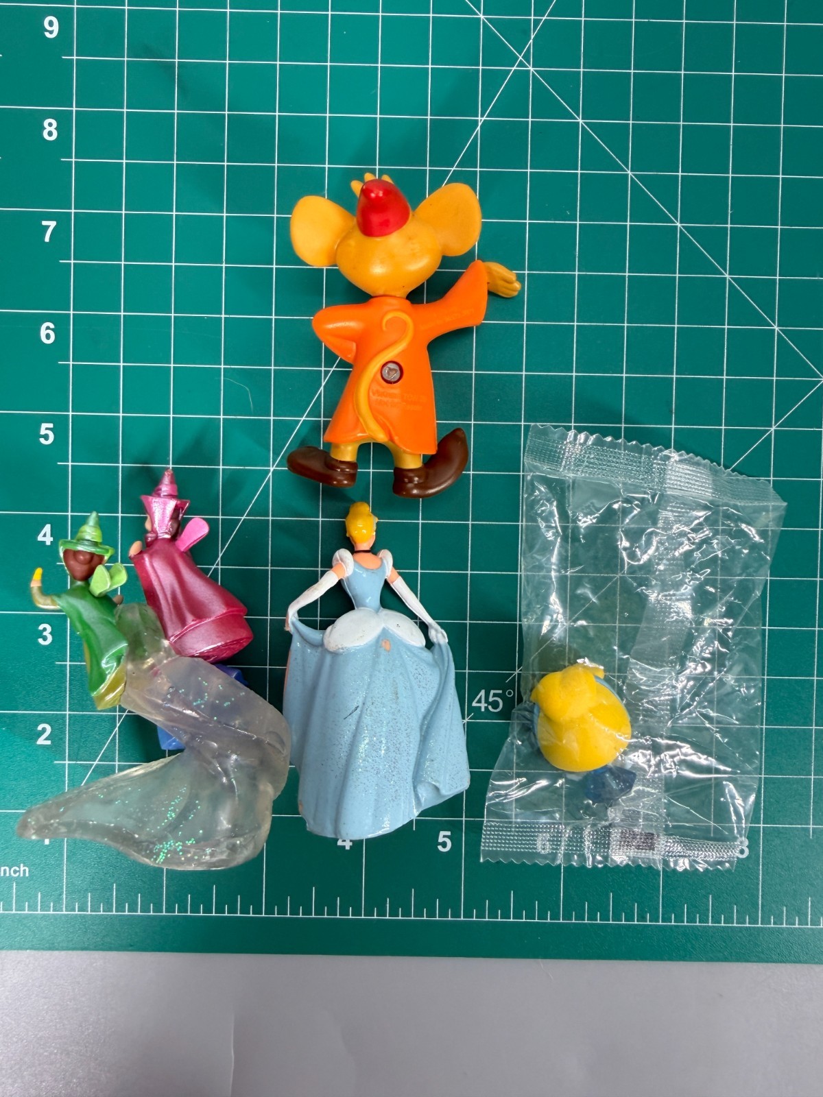 Disney Princess Mini Figures 3&Prime; Glitter Ball Dress Cake Toppers Fairy God Mother