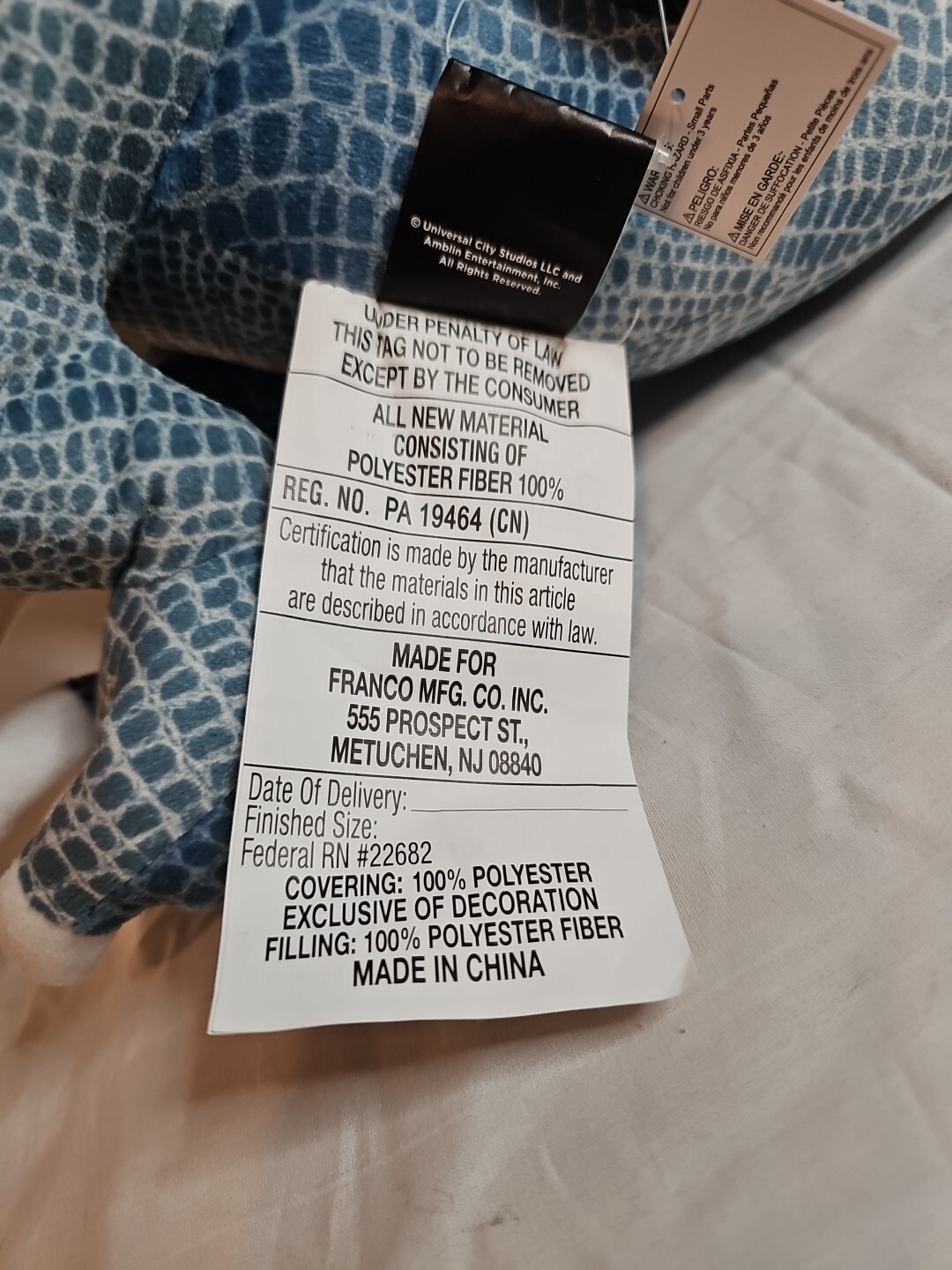 Universal City Studios Jurassic World Blue Tyranosaurus Rex Pillow PC210L
